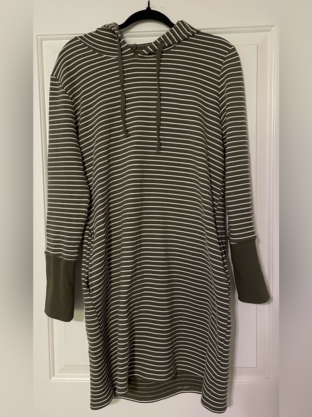 Tribal Jeans Sweater Dress L Hooded Striped Tunic Long Sleeve